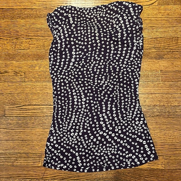 Mexx purple with white coffee bean patterned, fitted short sleeve top - Picture 4 of 7